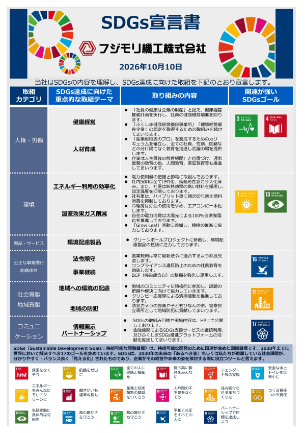 【お知らせ】「SDGs宣言書」改定のご案内